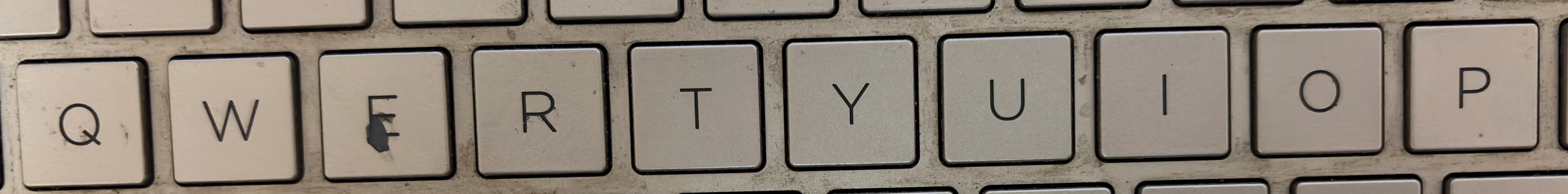 Top row keyboard keys QWERTYUIOP