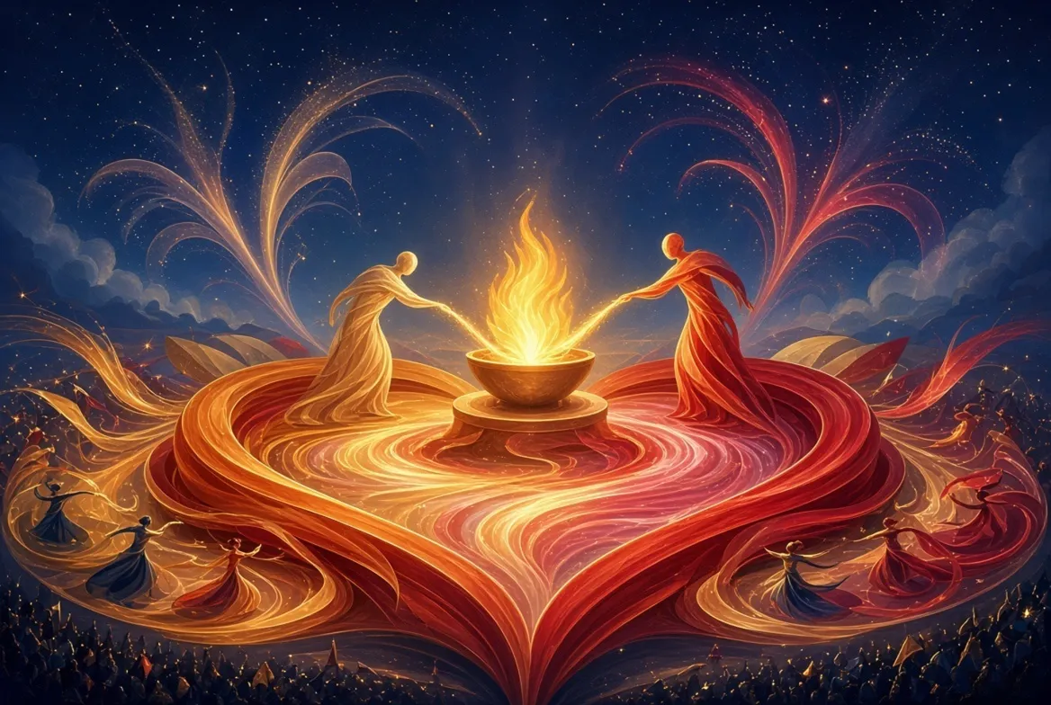 Harmonic Heart Beat opening ceremony with fireworks and a heart-shaped stage